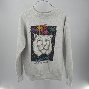 RARE Vintage 90s Siegfried & Roy At Mirage Tiger Graphic Sweatshirt Large Gray